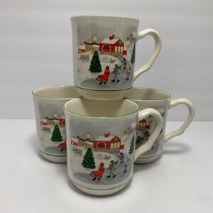 Sango Silent Night Joan Luntz Mugs | 3900 | IOB | Set of 4 | Christmas Cocoa